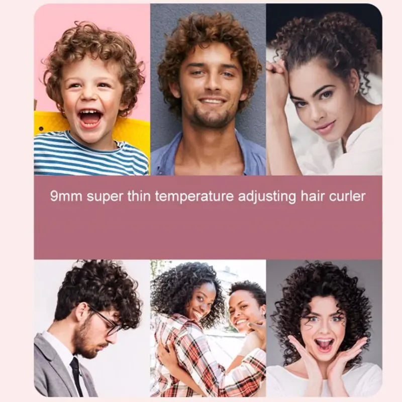 Fer à Boucler Professionnel 9 mm – Boucles Serrées & Précises avec Affichage LCD